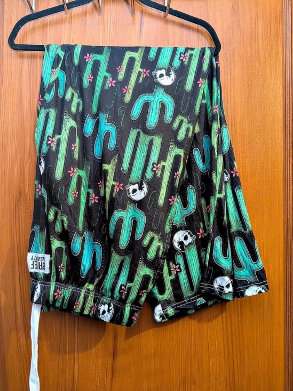 Brief Insanity Cactus Skull Lounge Pajama Pants Black & Green Unisex Size XL